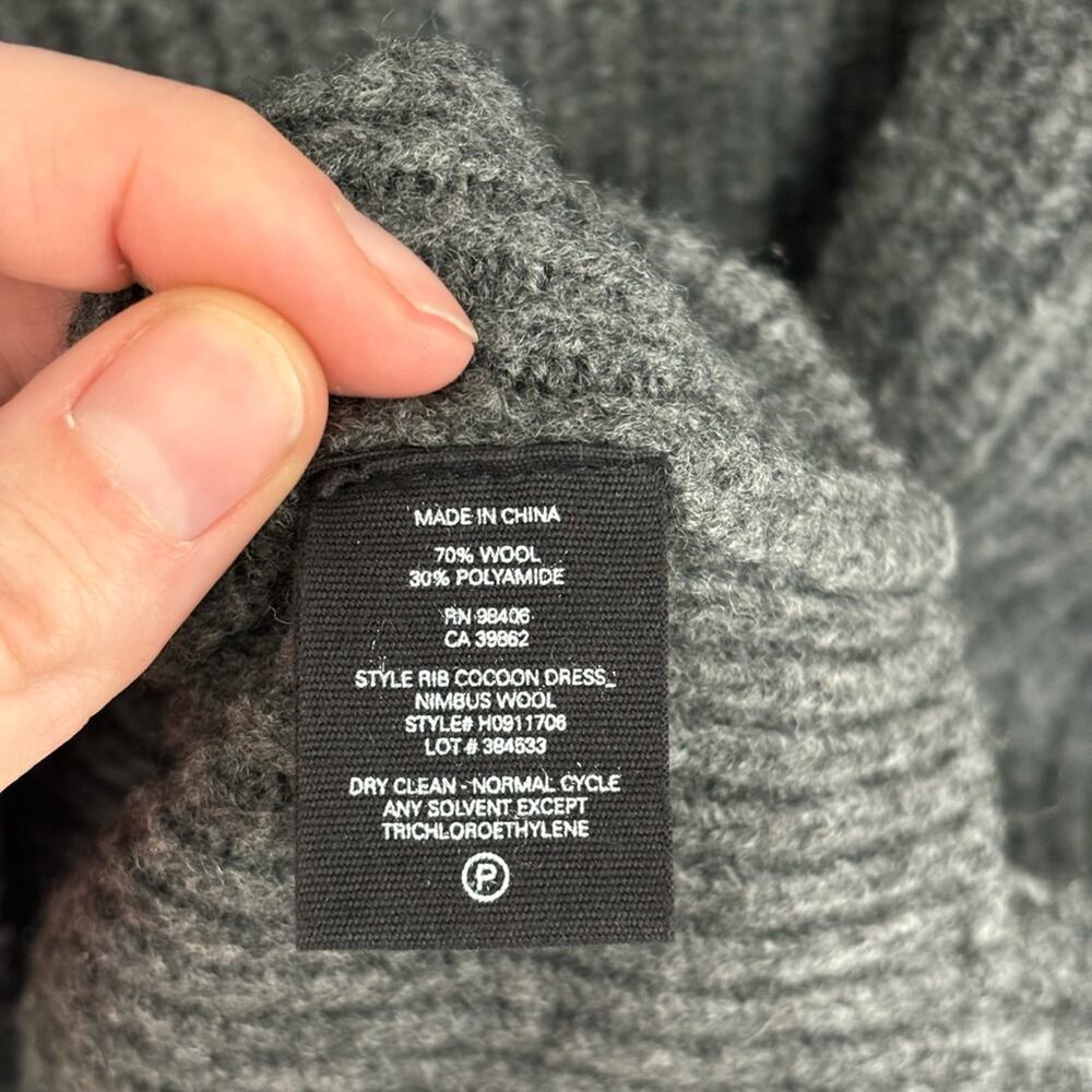 Theory Nimbus Wool Ribbed Cocoon Sweater Dress in Light Charcoal - Size L - Picture 5 of 5